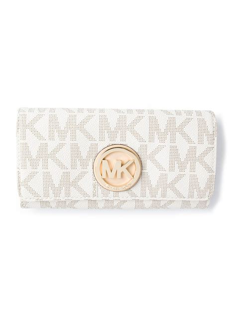 michael kors wallet continental monogram leather white|Michael Kors monogram wallet.